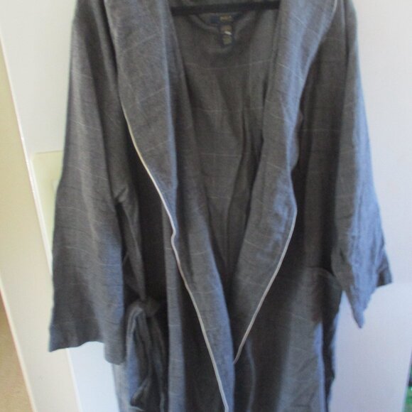 Polo Ralph Lauren Mens Cotton Robe gray stripe belt l xl - Picture 4 of 6